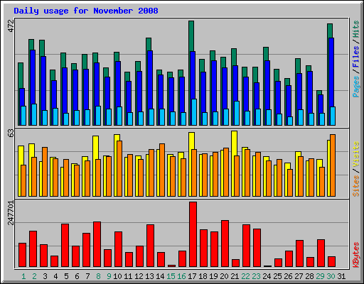 Daily usage for November 2008