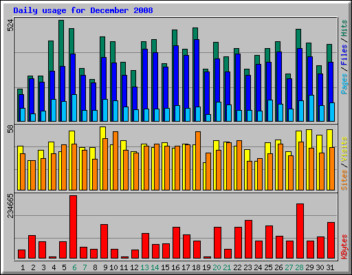 Daily usage for December 2008
