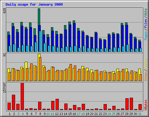 Daily usage for January 2009