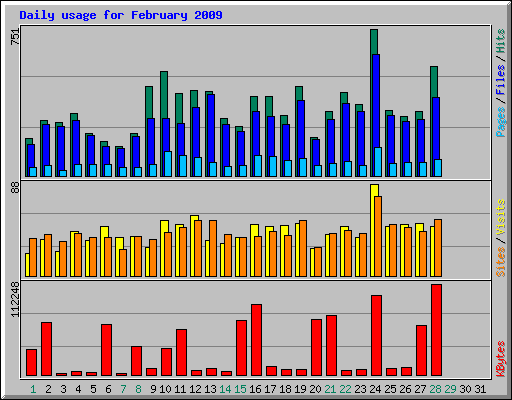 Daily usage for February 2009