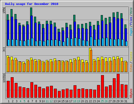 Daily usage for December 2010