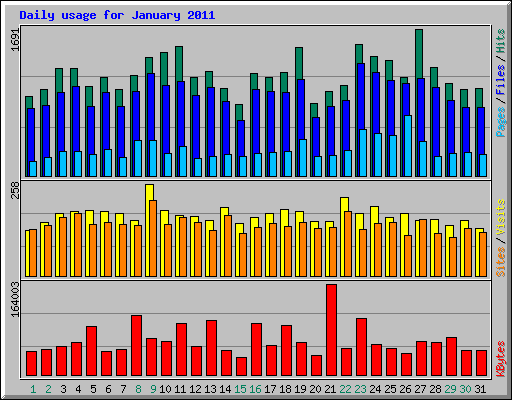 Daily usage for January 2011