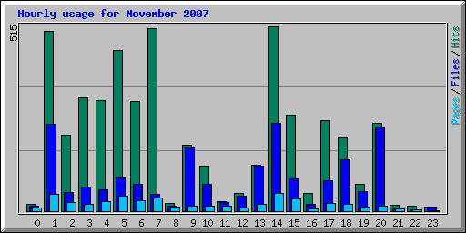 Hourly usage for November 2007