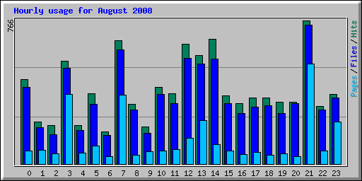 Hourly usage for August 2008