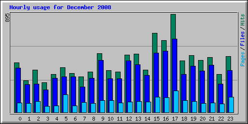 Hourly usage for December 2008